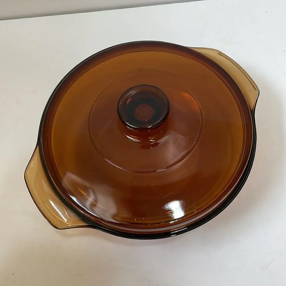 ANCHOR HOCKING BROWN GLASS COVERED‎ BAKING DISH